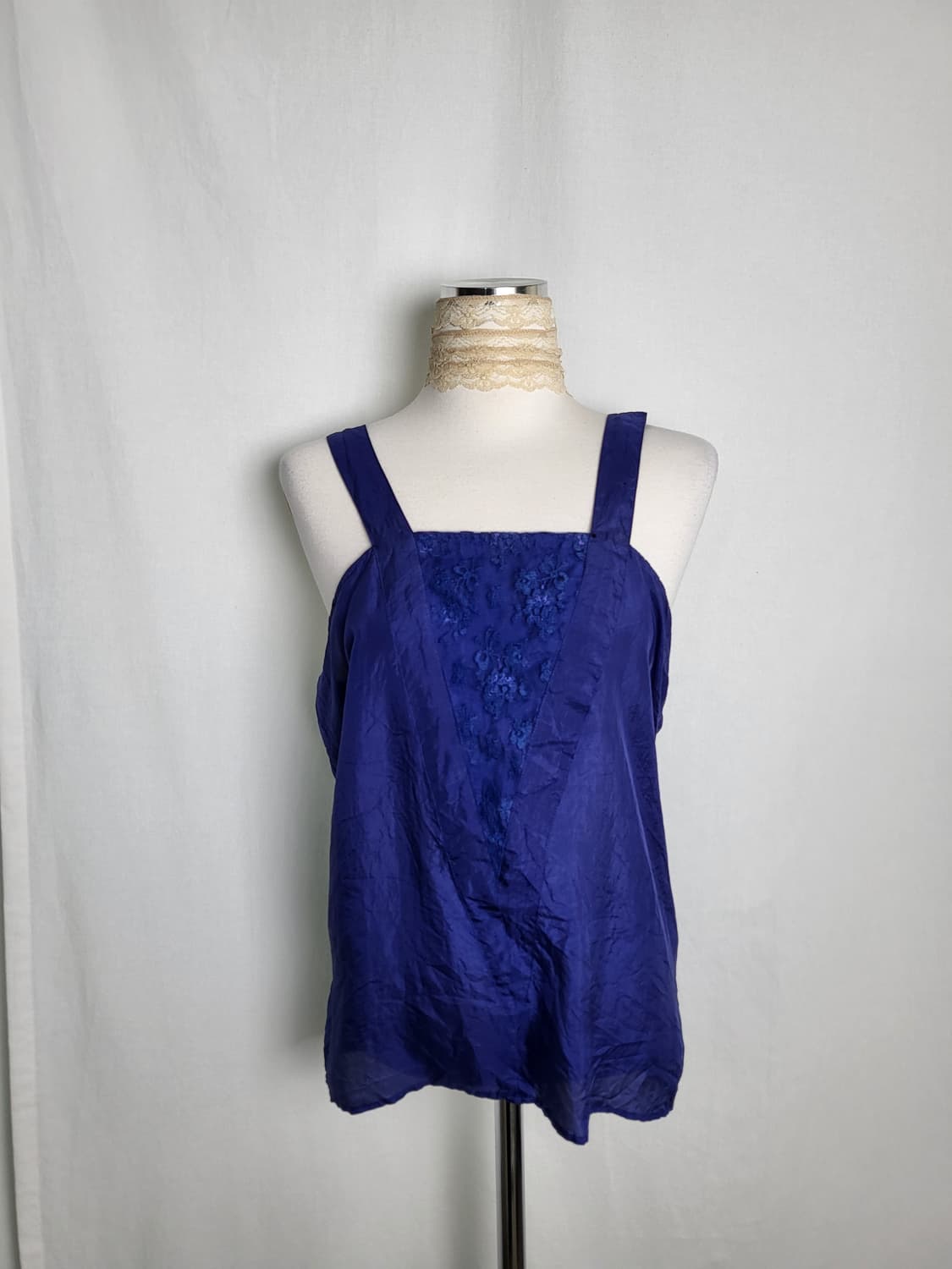 빈티지 사파이어 블루 퍼플 플로럴 슬리브리스 상품이미지2