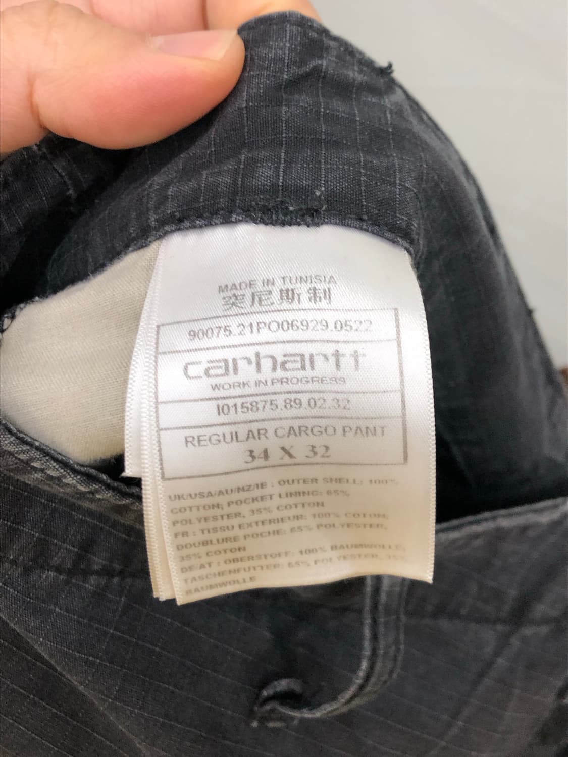 칼하트 카고 팬츠 차콜 34x32 상품이미지4