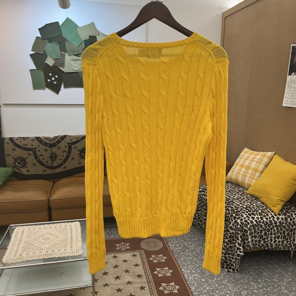 폴로 랄프로렌 레트로 대장핏 옐로우 꽈배기 니트 M C10137 상품이미지4