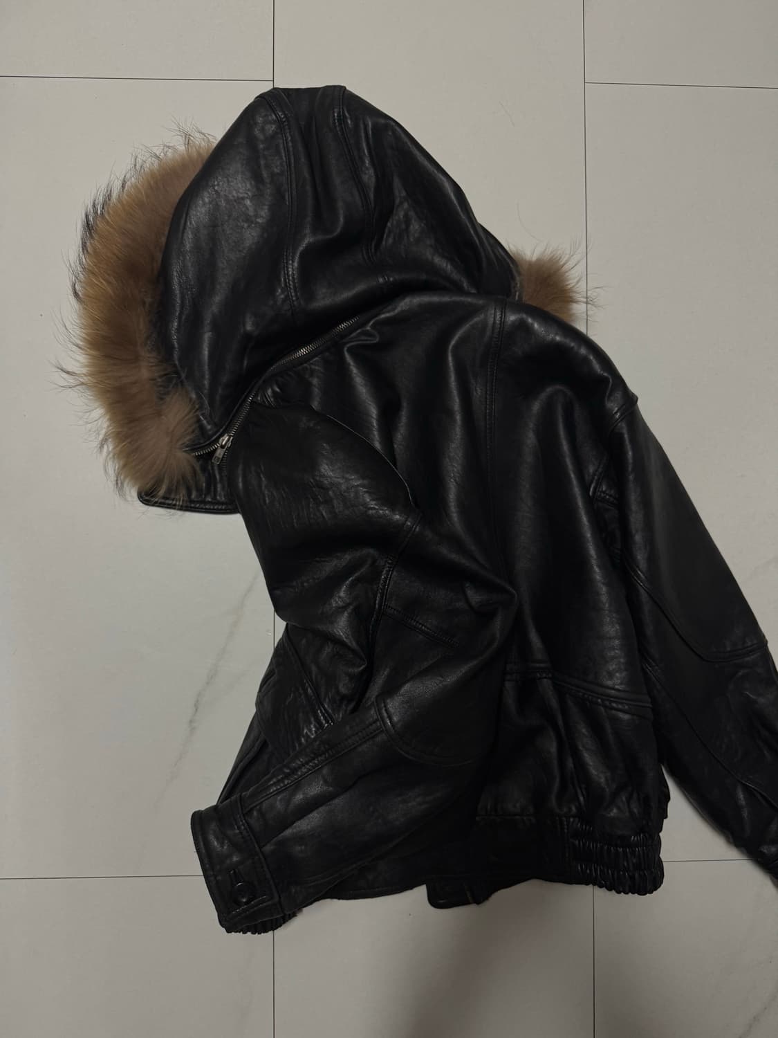 Pe' Pe' Big Hood Fur Leather Jacket 상품이미지2