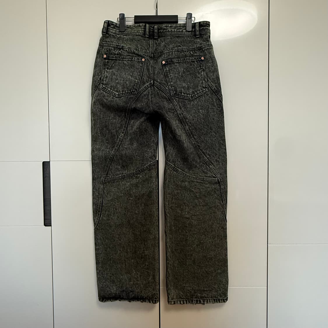 29 앤더슨벨 브릭 커브 패널 와이드 진 딥그린 상품이미지2