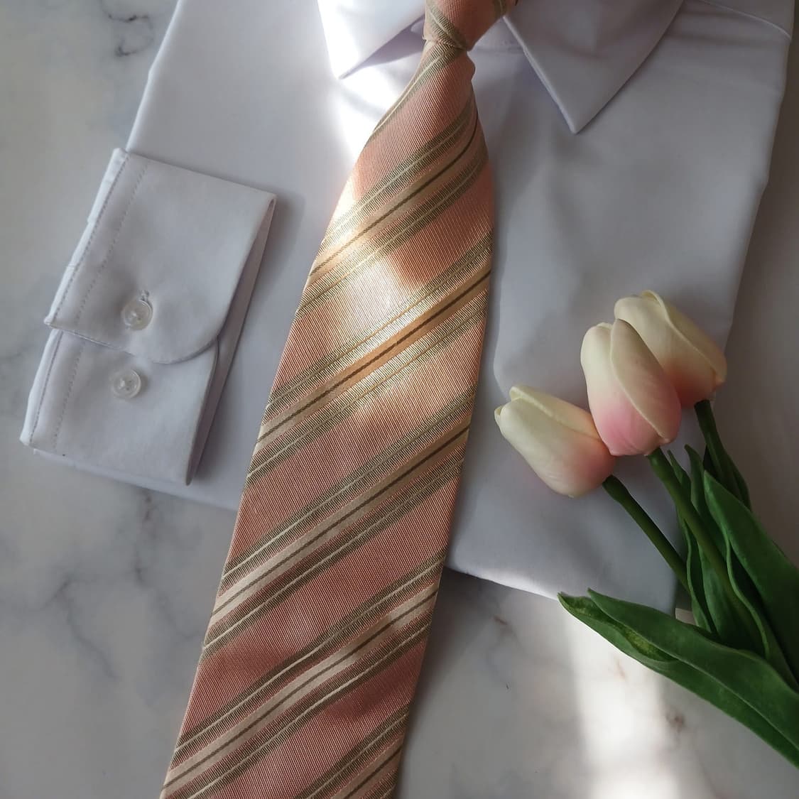 아이그너 실크 피치 스트라이프 넥타이 9.1cm A등급 A19075
 상품이미지5