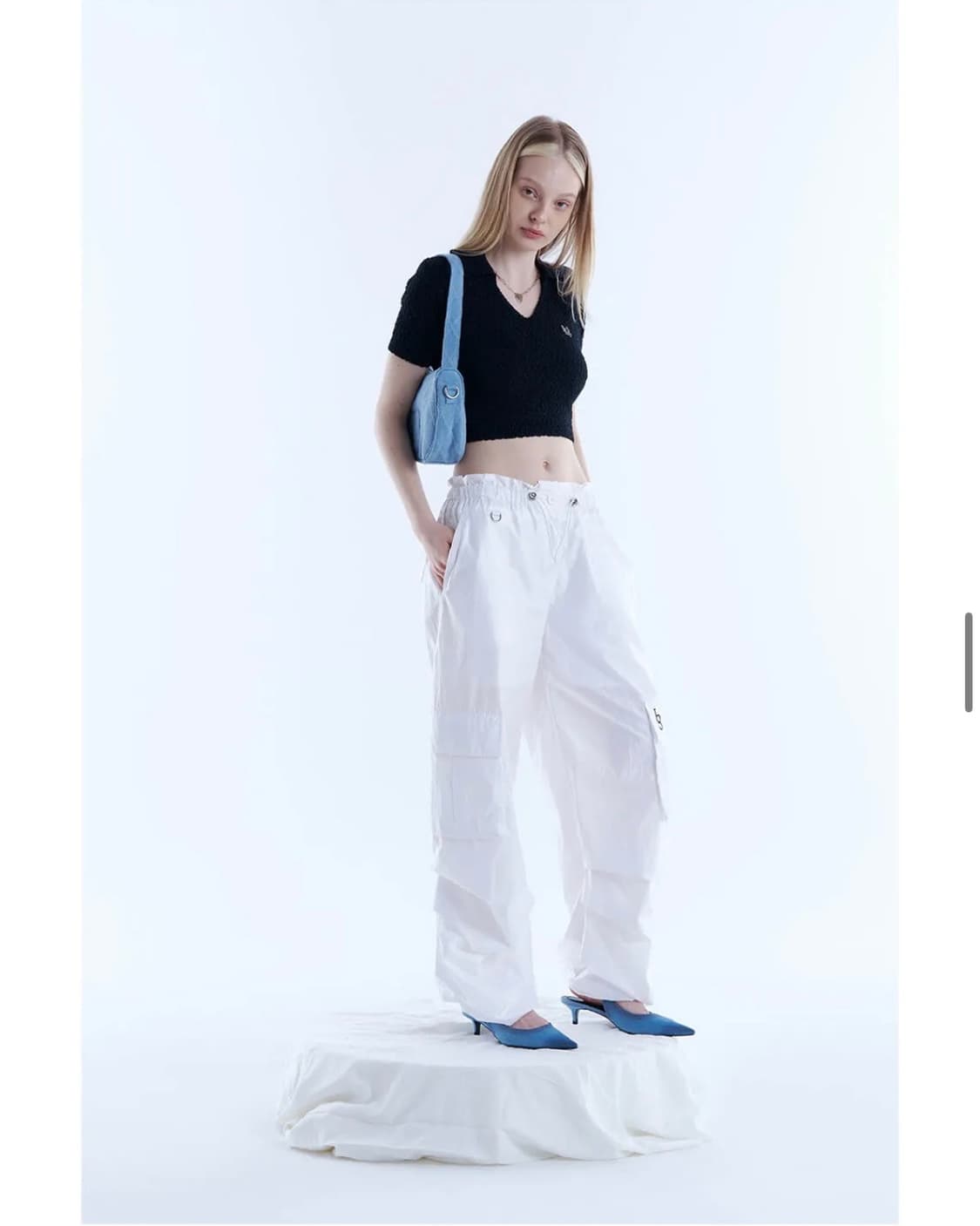 일리고 3턱 코팅 카고 팬츠 화이트 상품이미지2