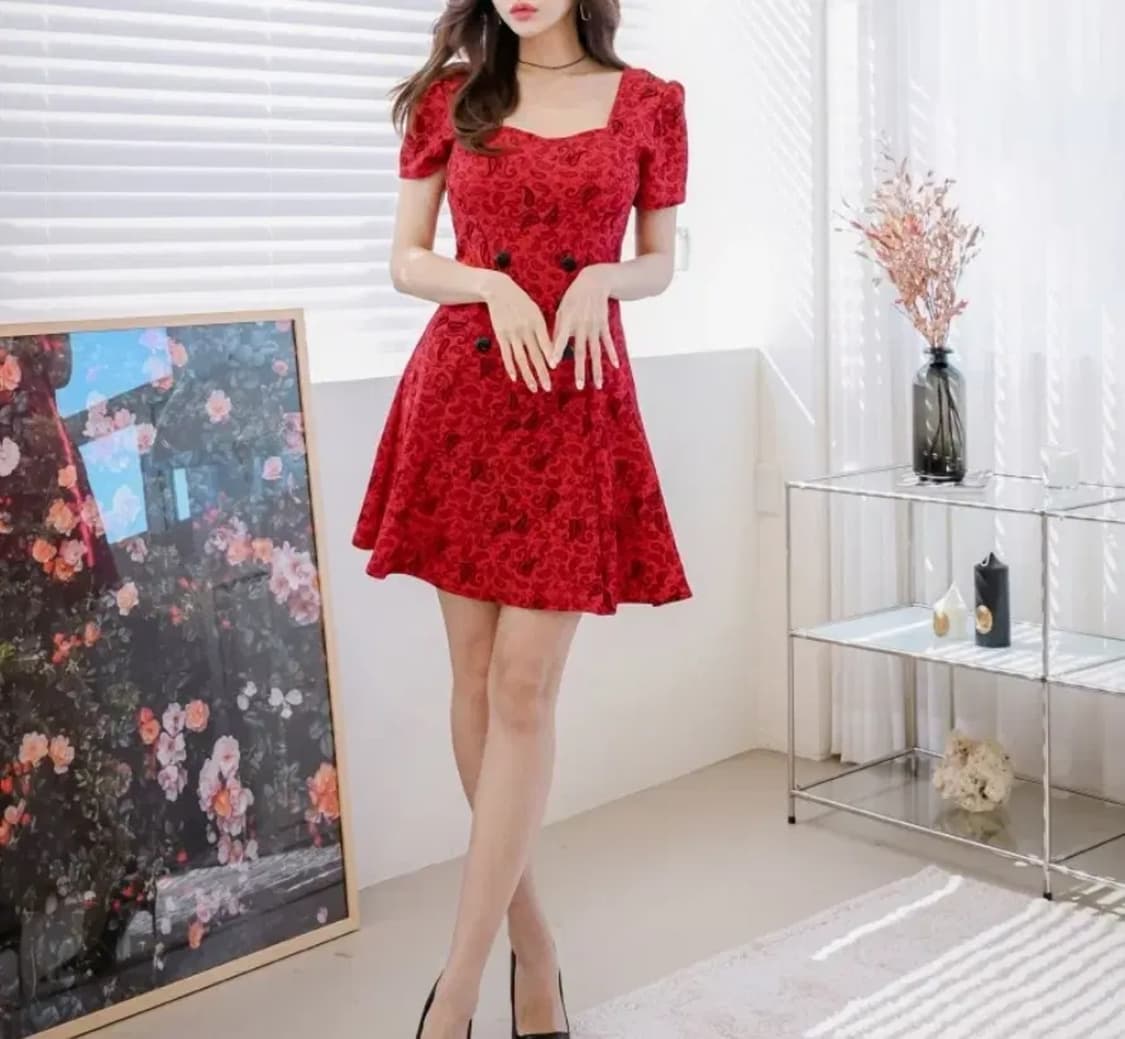 채핏 레드 미니원피스 상품이미지4