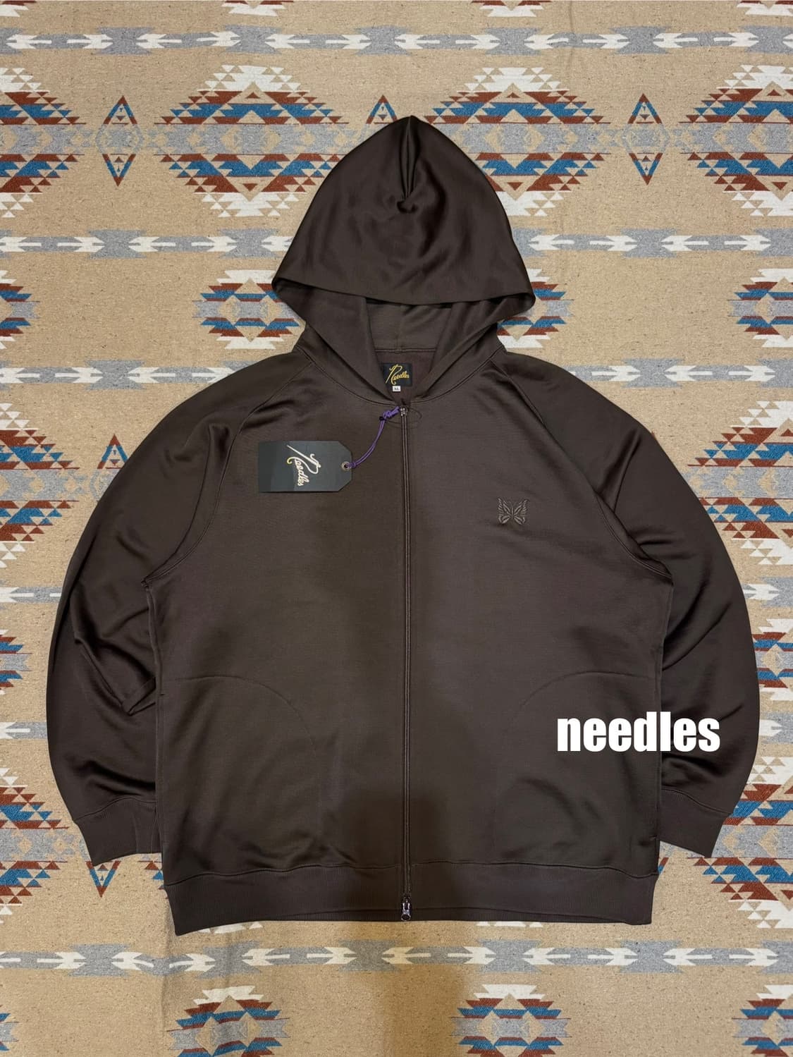 [XL] 니들스 로고 저지 후드 집업 브라운 상품이미지1