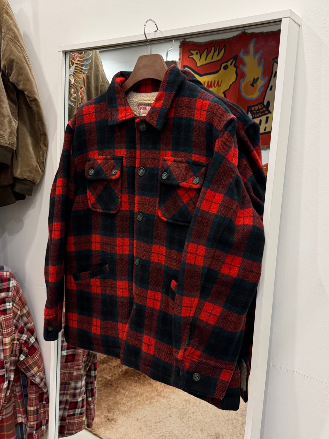 Pine Field 빈티지 쉐르파 타탄 체크 울 자켓 (Japan) 상품이미지1