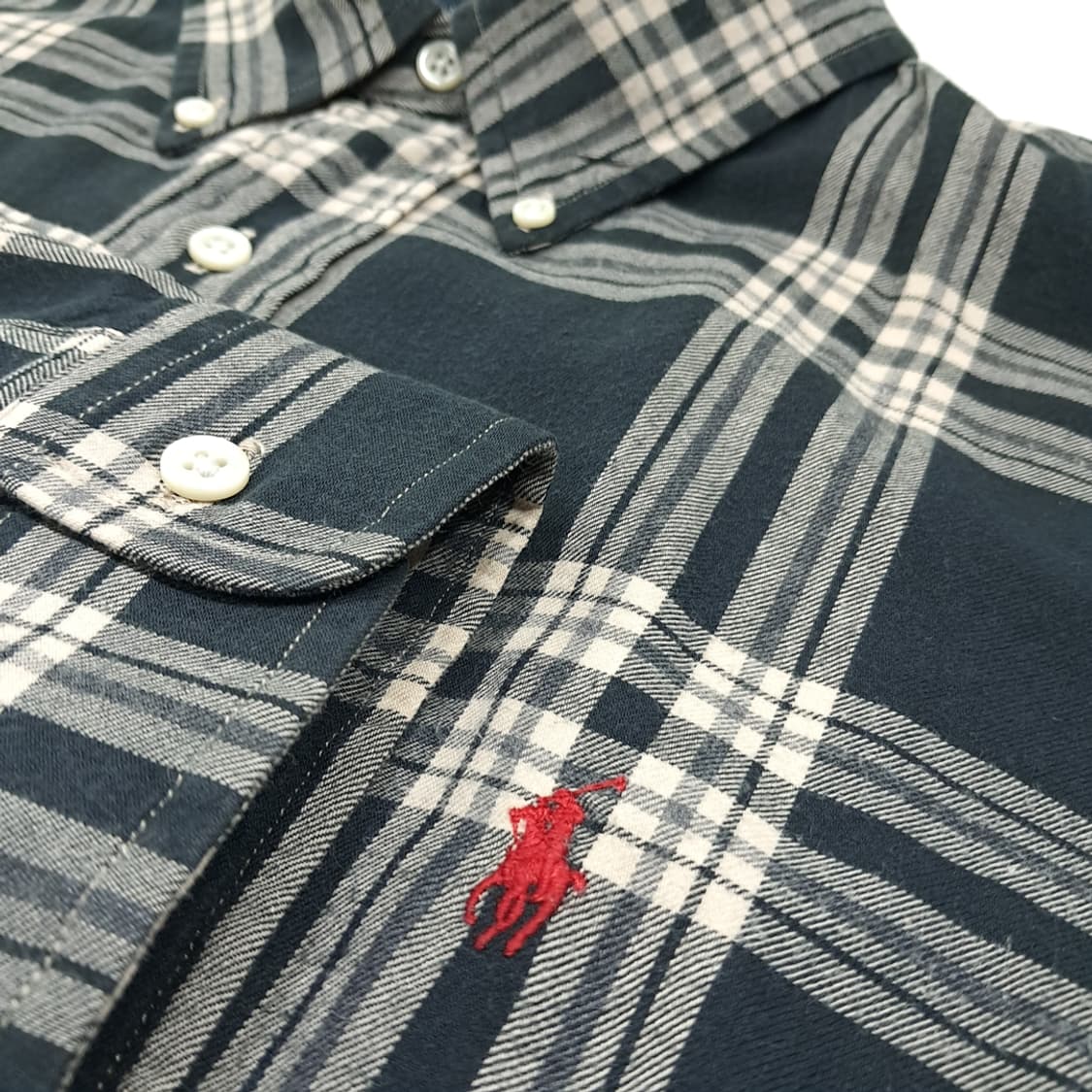 CL613 XL 폴로 90s 레드포니 모던 클래식 타탄체크 네이비 셔츠 상품이미지4