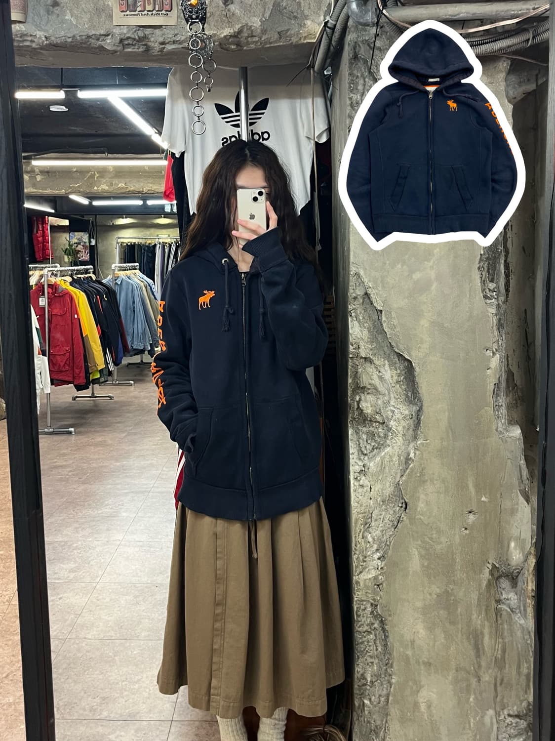 아베크롬비 기모 후드집업 네이비 L #csz2336 상품이미지1