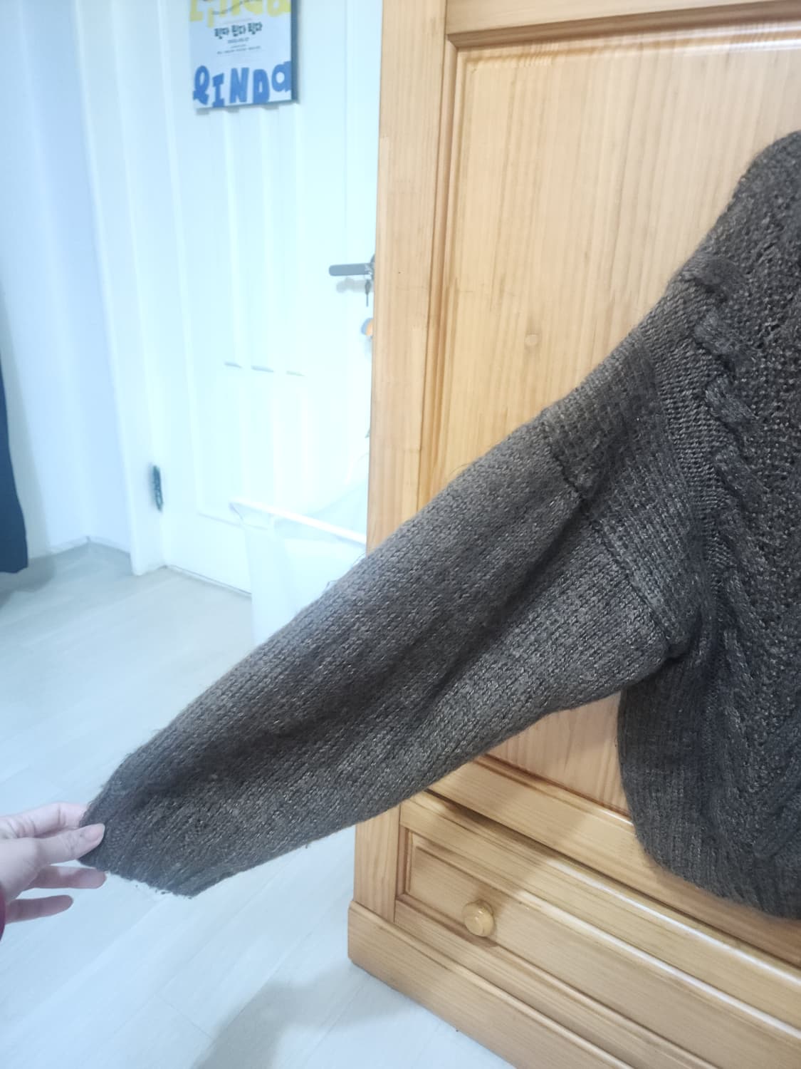 브라운 모리걸 하구미룩 케이블 니트 상품이미지2