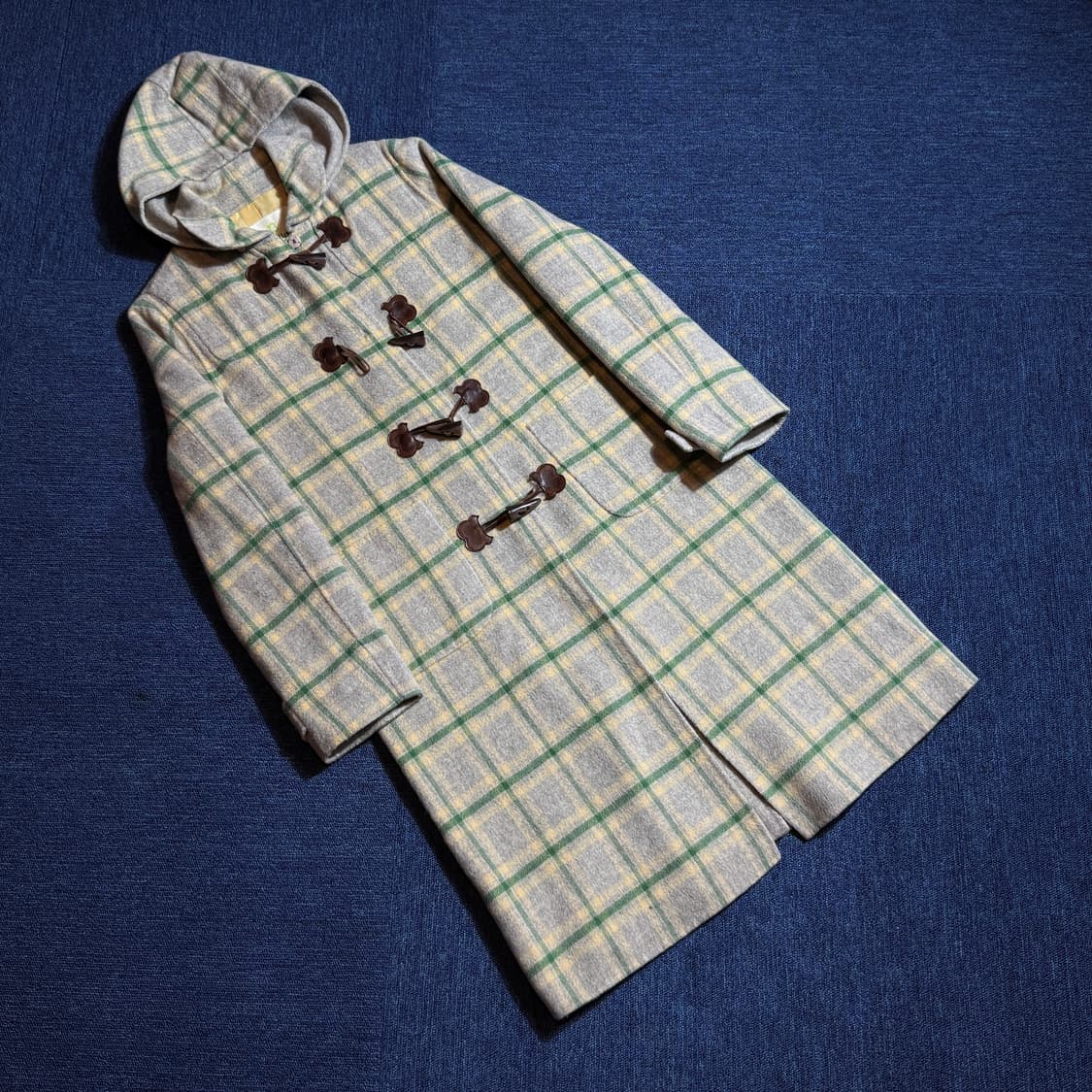 빈티지 체크 후드 떡볶이 롱코트 상품이미지1