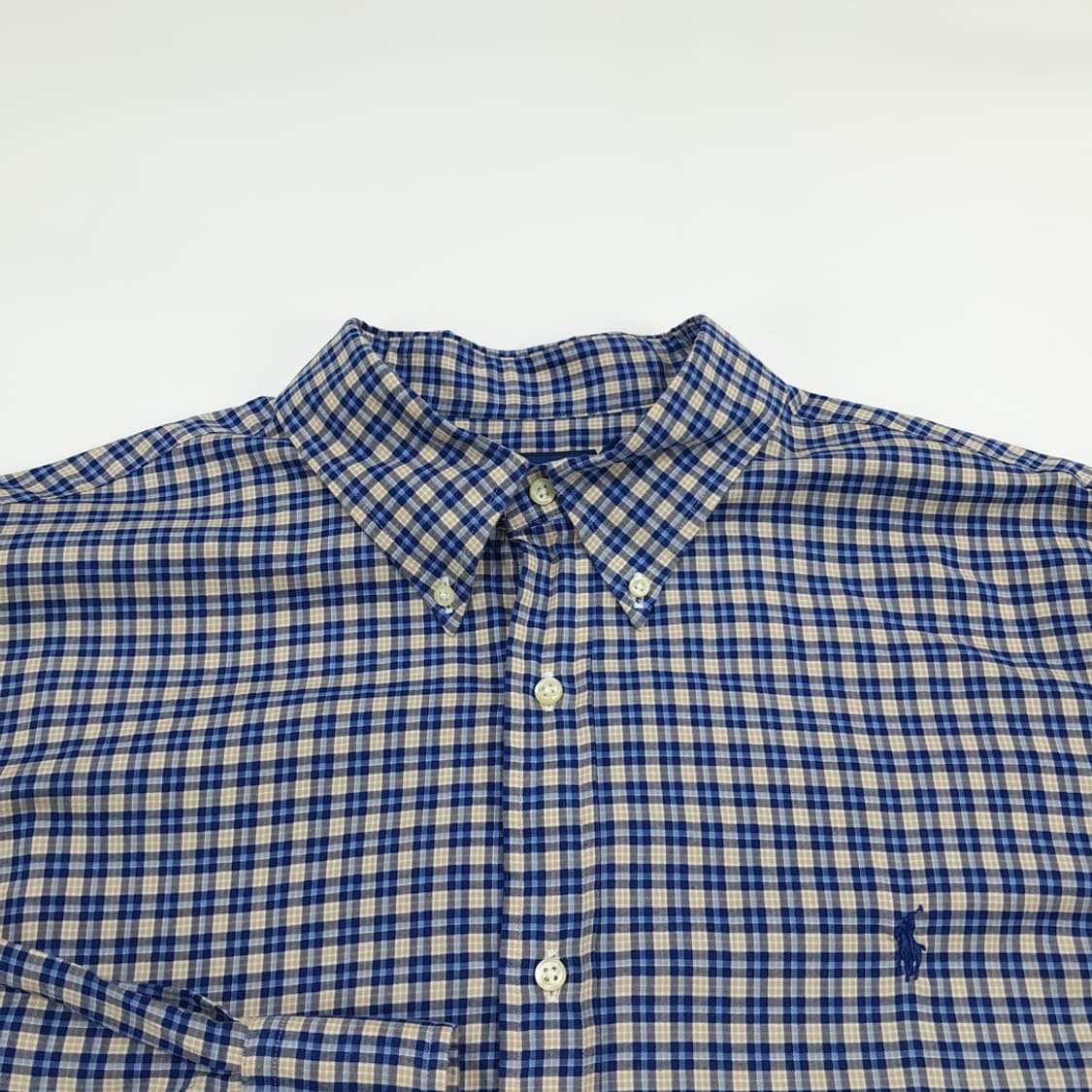 Co508 2XL 폴로 랄프로렌 블루 테터솔 QR 긴팔 셔츠 남방 상품이미지3