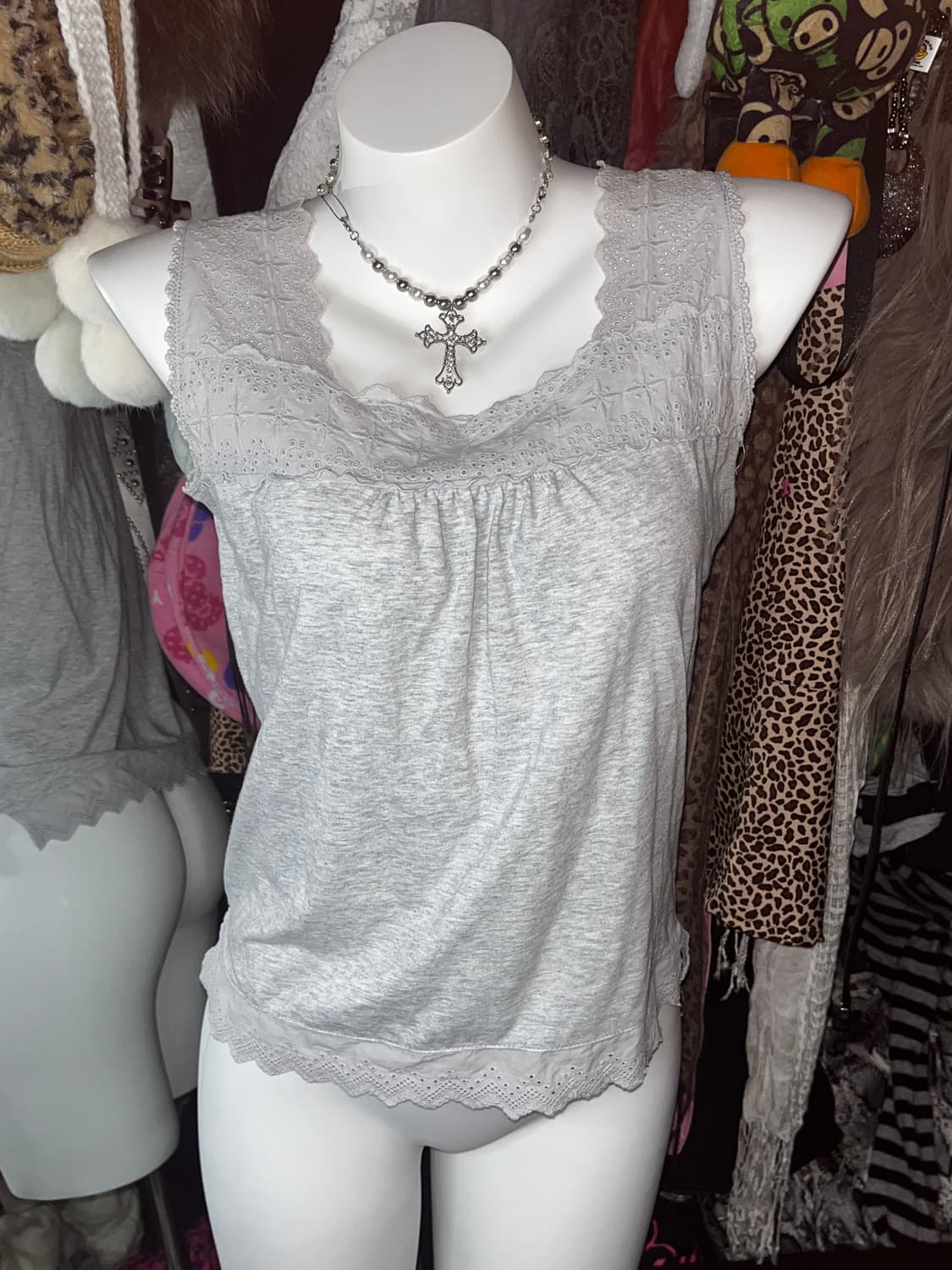 그레이 모리 레이스 슬리브리스 상품이미지1