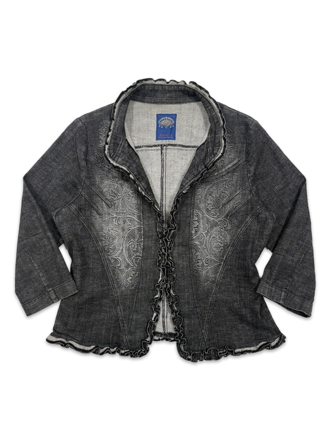 빈티지 블랙 프릴 오리엔탈 레터링 라인 자켓 상품이미지4