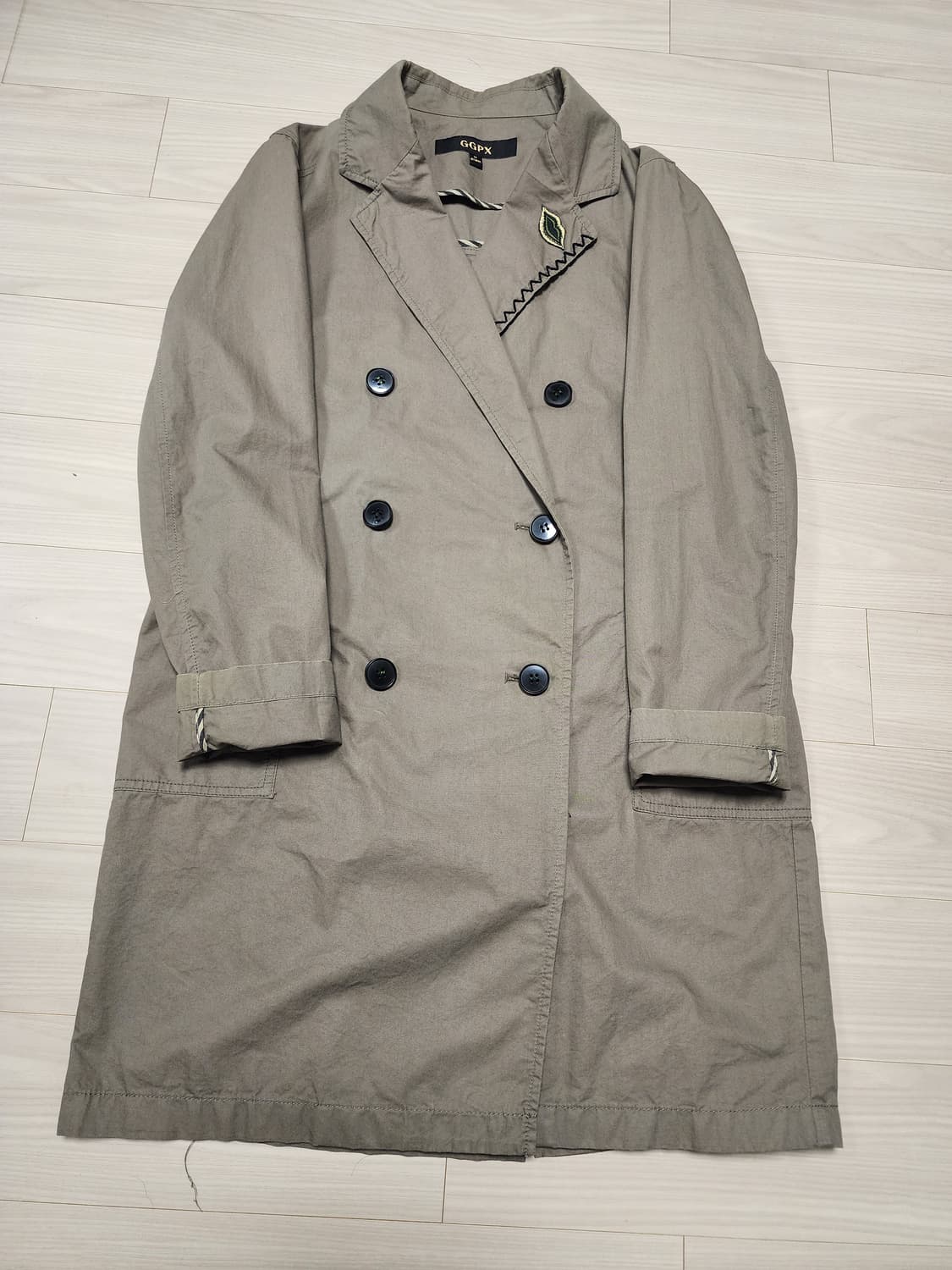 GGPX  더블버튼 봄 롱 자켓 카키색 상품이미지8