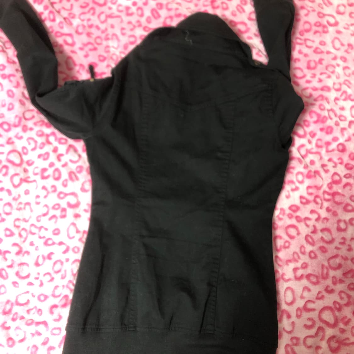 빈티지 펑크 블랙 딱붙 집업 미니 원피스 상품이미지5