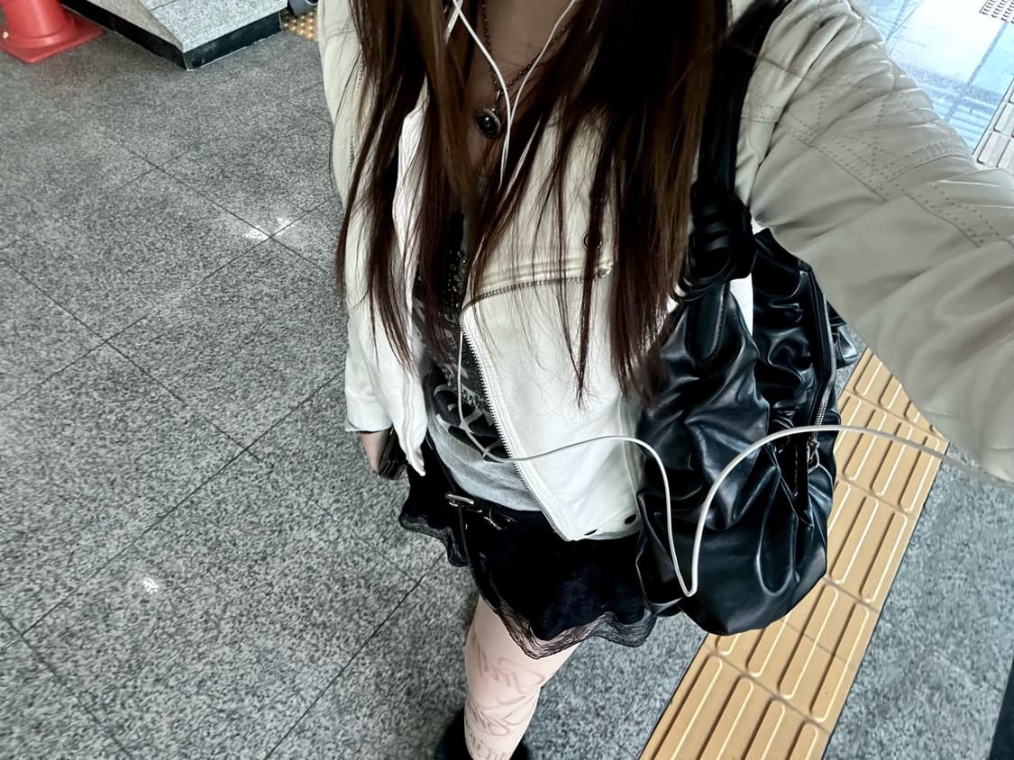 디젤 레더 퀄티드 레더 모토 자켓 화이트 상품이미지7