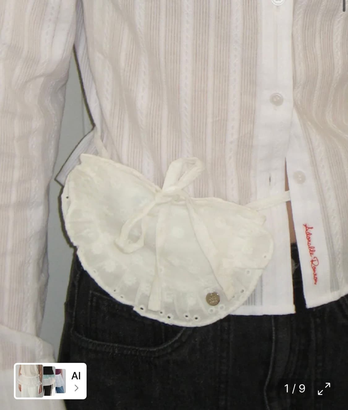 론론 플라워 레이스 레이어드 벨트 백 화이트 상품이미지1