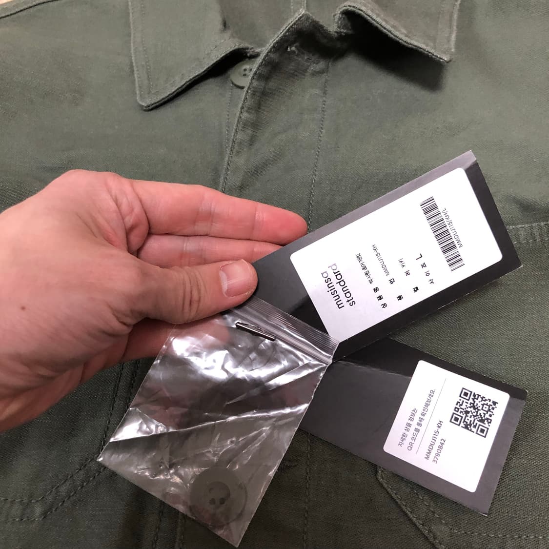 (M) 새상품 무탠다드 코튼 백사틴 초어 워크 자켓 카키 올리브 상품이미지3