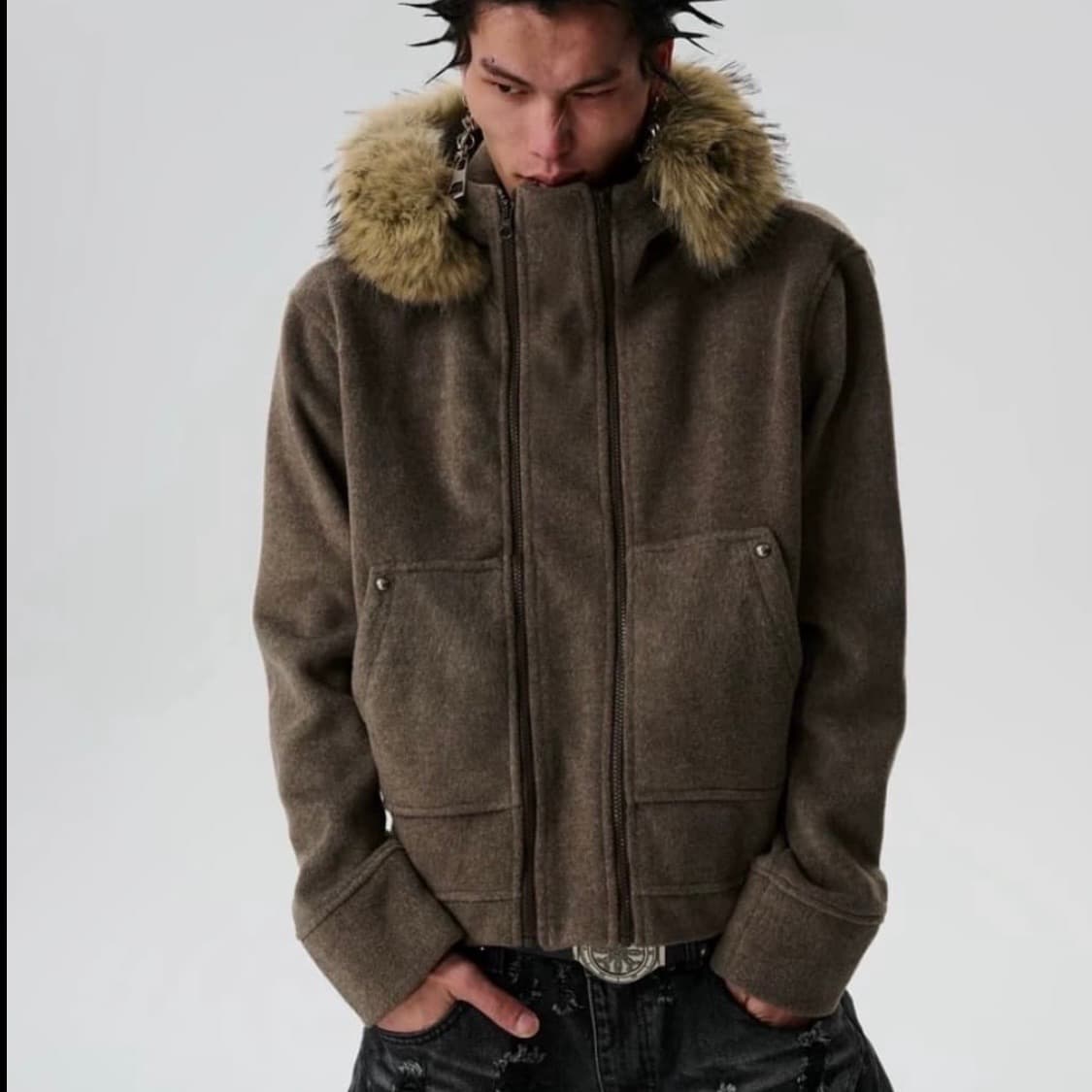 Detachable Fur Fleece Hoodie 퍼 후드집업 상품이미지3