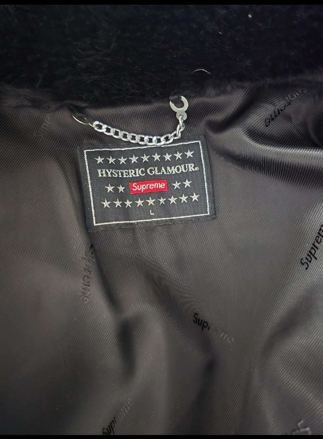 슈프림 x 히스테릭 글래머 블랙 퍼 코트 L 상품이미지3