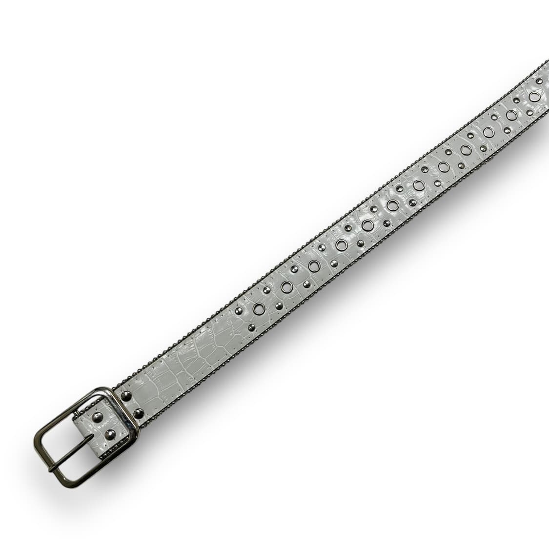 Crocodile Pattern White Stud Belt 상품이미지1