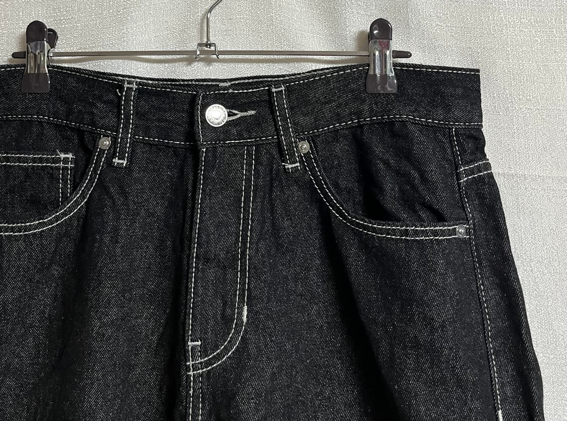 에잇세컨즈 흑청 생지 화이트스티치 데님팬츠 청바지 30 상품이미지4