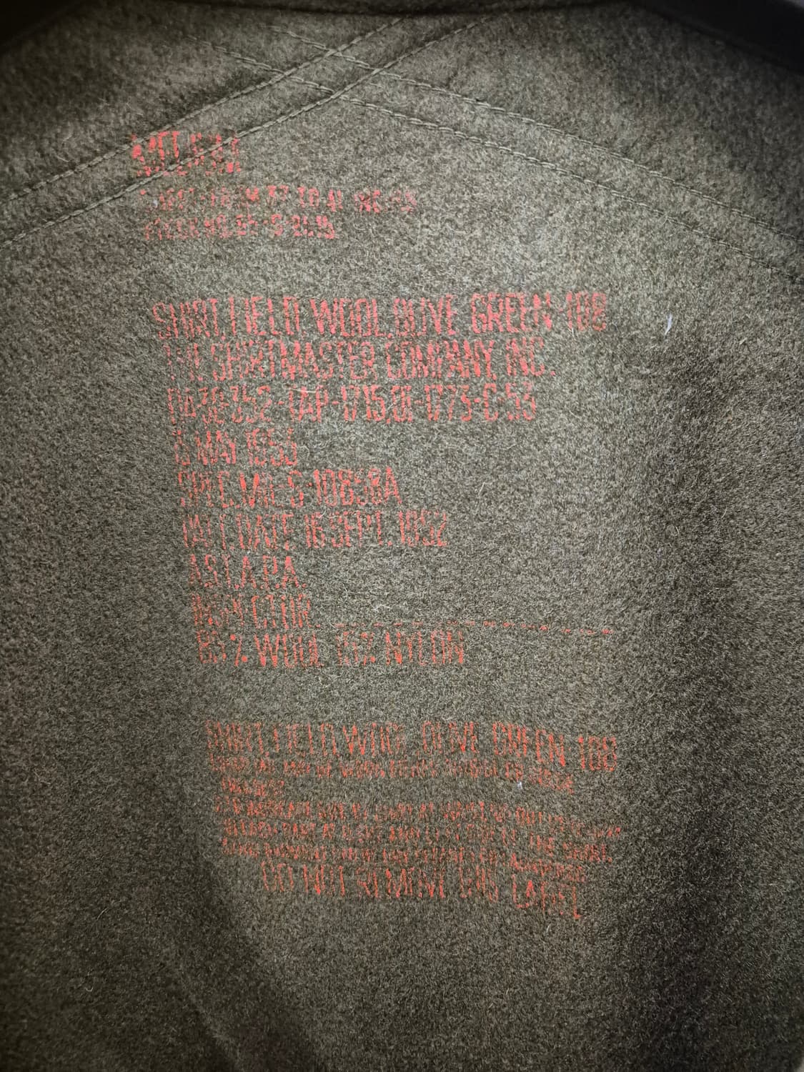 미군 빈티지 울 필드 셔츠 올리브 S 상품이미지4