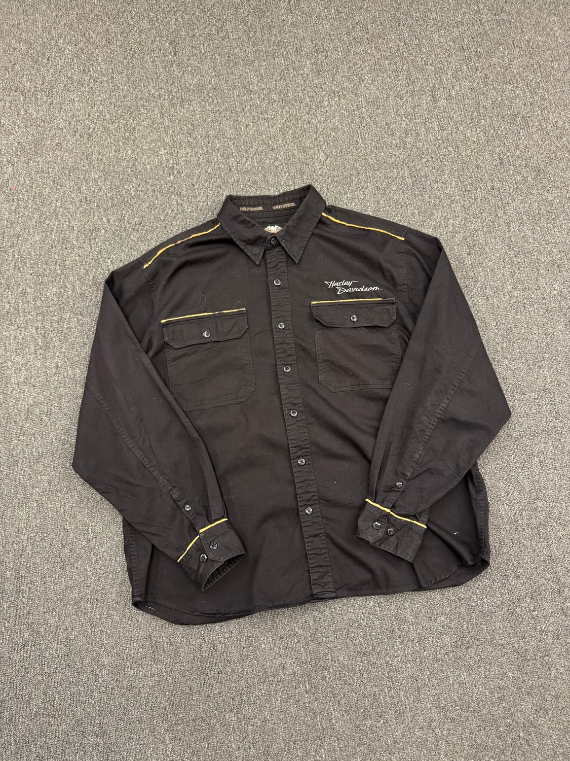 XL)할리데이비슨 빈티지 자수 포인트 블랙 긴팔 셔츠 상품이미지2