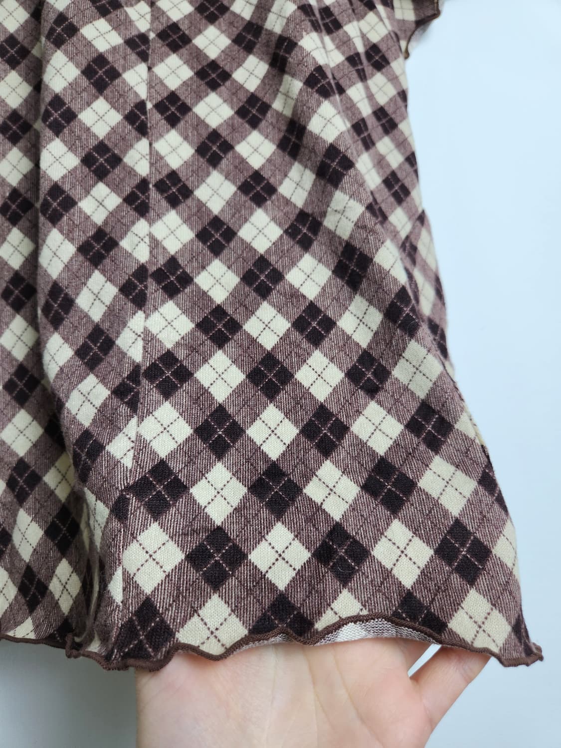 반소매 체크 탑 상품이미지6