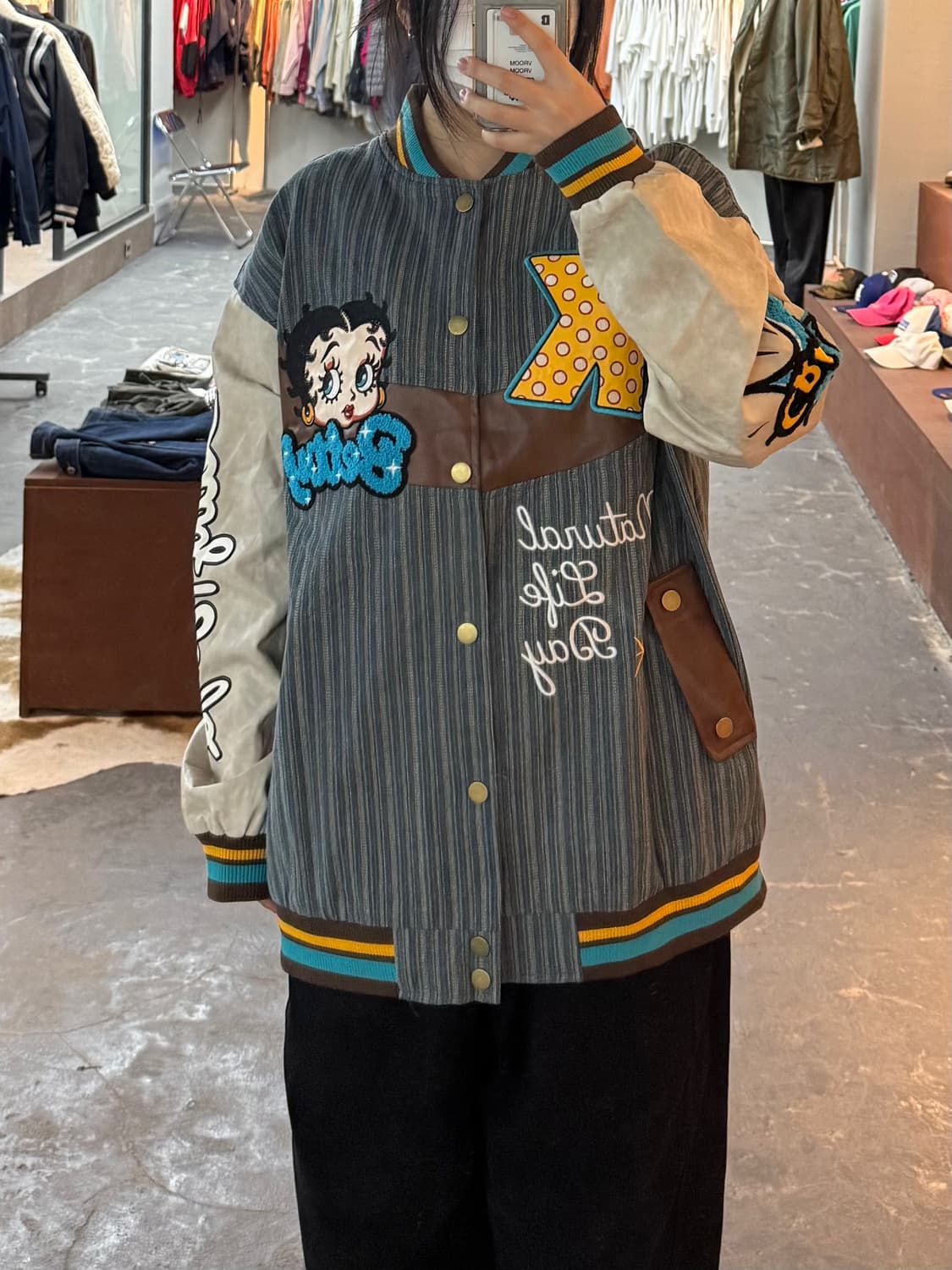 빈티지 베티붑 패치 데님 바시티 자켓 H2030 상품이미지1