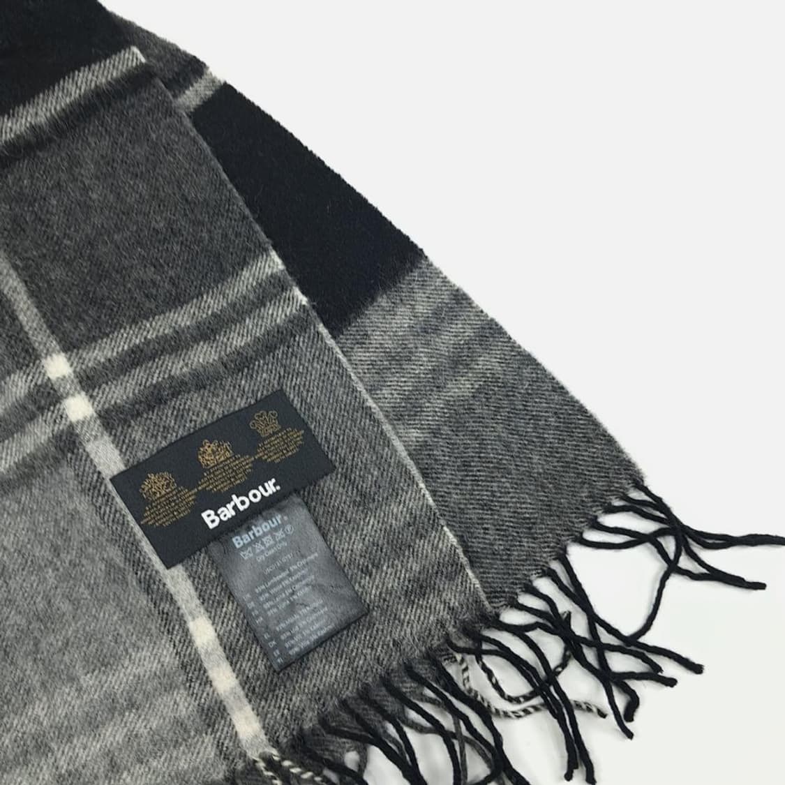 (MZ823)바버 블랙 타탄체크 램스 캐시 혼방 목도리 머플러 상품이미지3