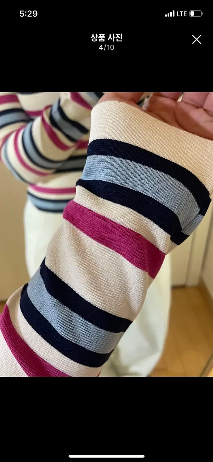 핑크 ZARA 자라  긴팔 티셔츠 ZARA 자라 스트라이프 슬림 긴팔  상품이미지2