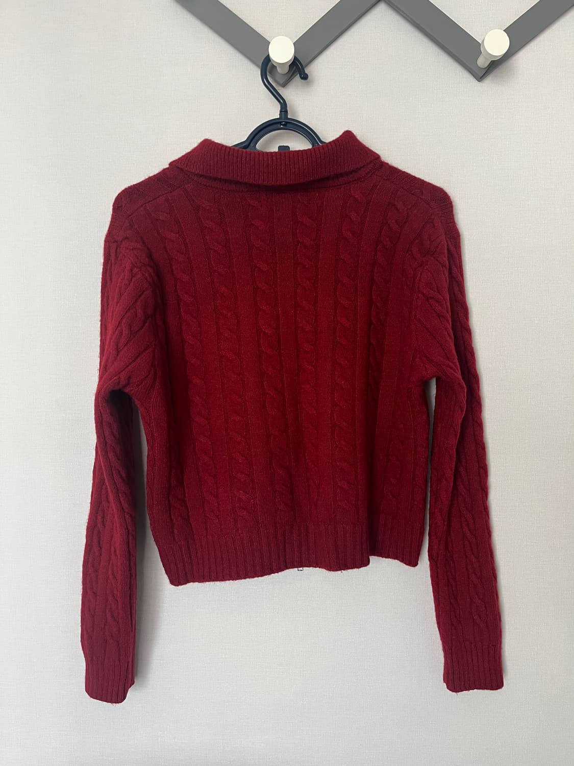 니트 투웨이 꽈배기 집업 가디건 [레드] 상품이미지8