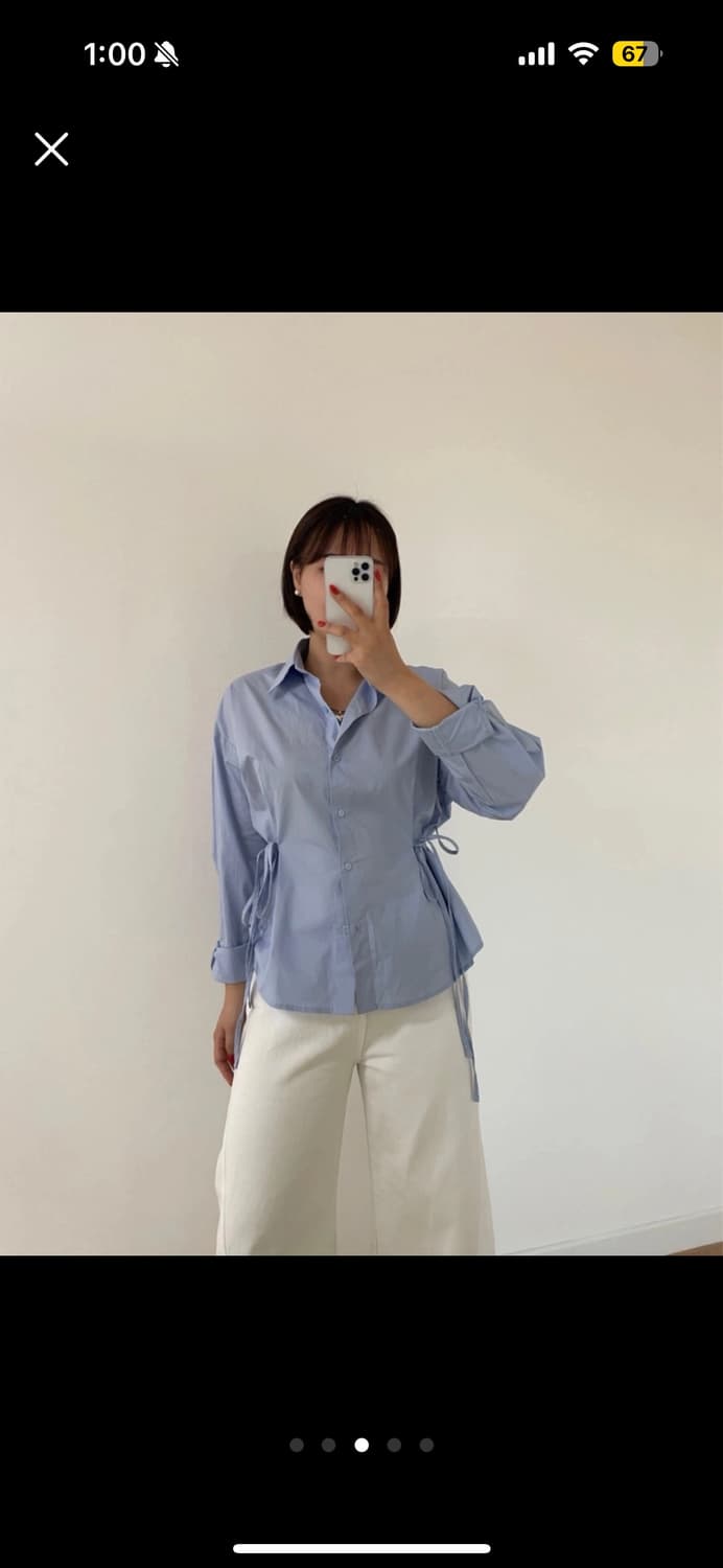 투데이보니 라인 허리끈 셔츠 블라우스 상품이미지1