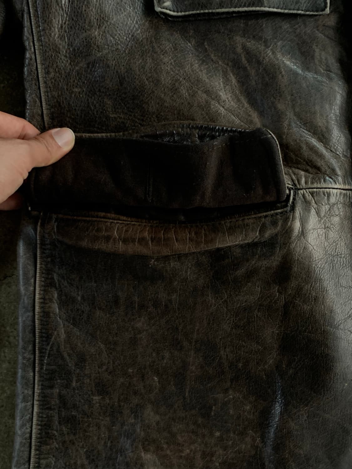 2000s 올드 갭 M-43 모티브 레더 필드 자켓 브라운 상품이미지8