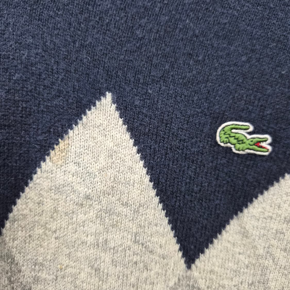 라코스테 아가일 브이넥 니트 네이비 남성 M 상품이미지6