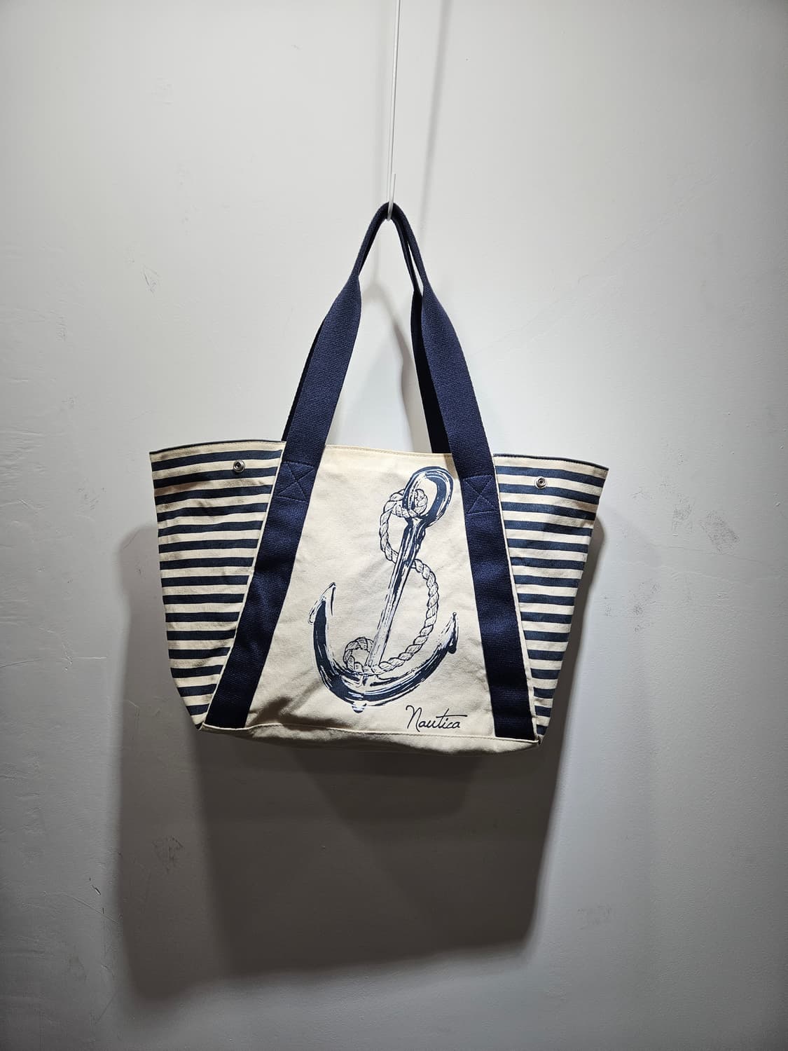 노티카 캔버스 숄더 스트라이프 토드백 상품이미지1