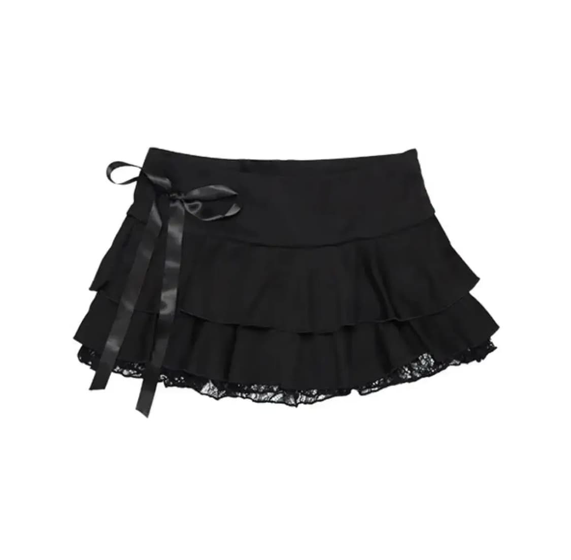 블랙 리본 캉캉 레이스 미니스커트 상품이미지2