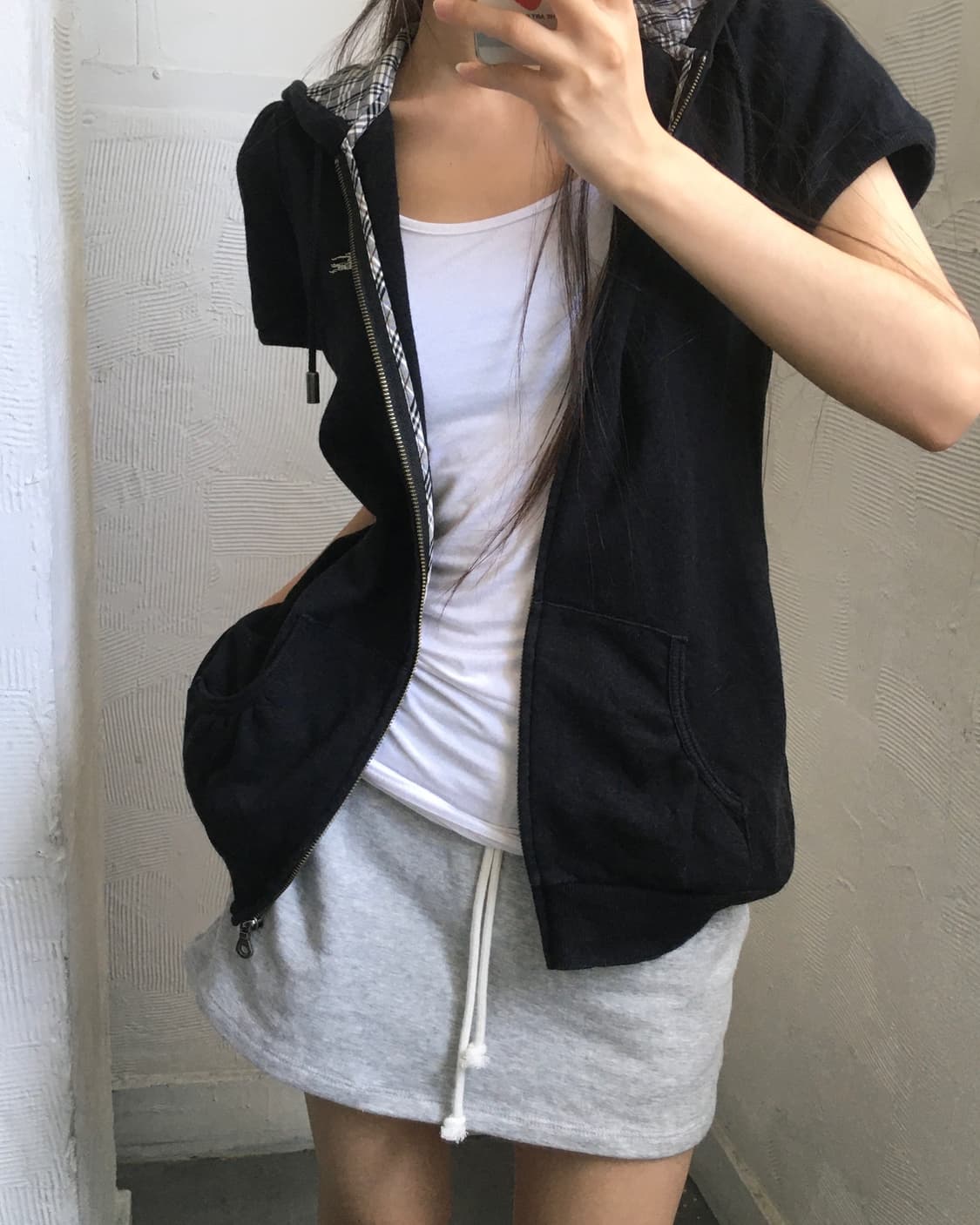 Burberry 버버리 블루라벨 블랙 반팔 후드집업 상품이미지4