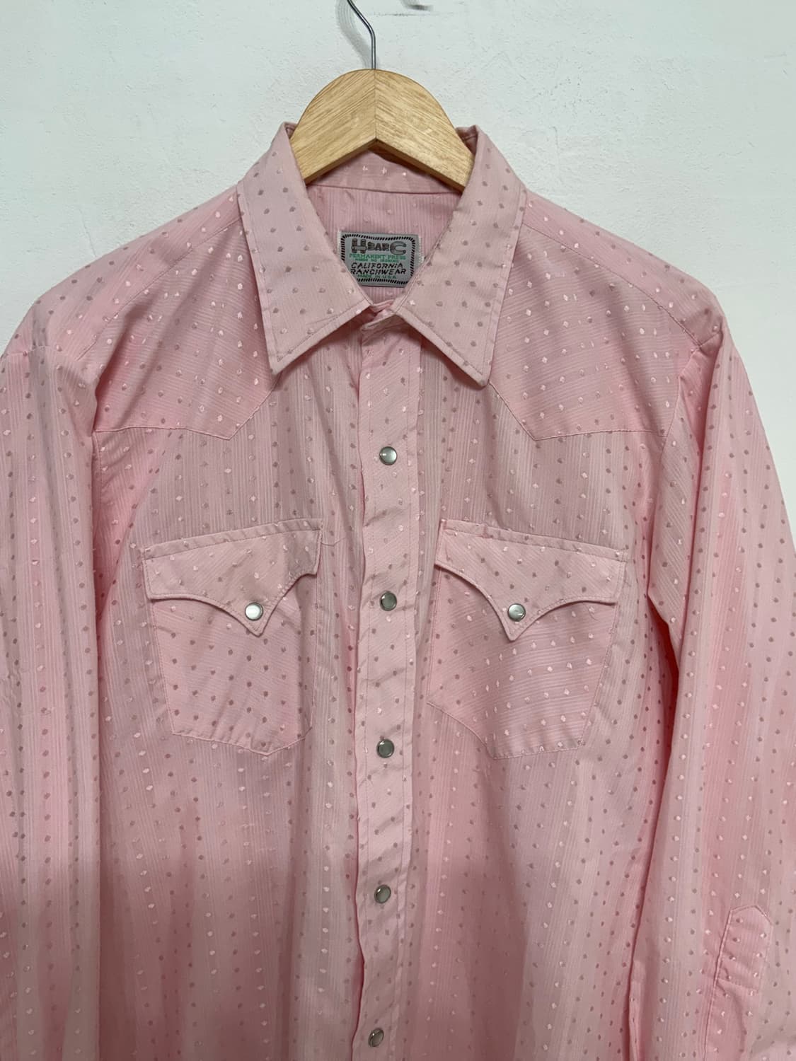 70's vtg H bar C dot pink Western Shirt. 상품이미지5