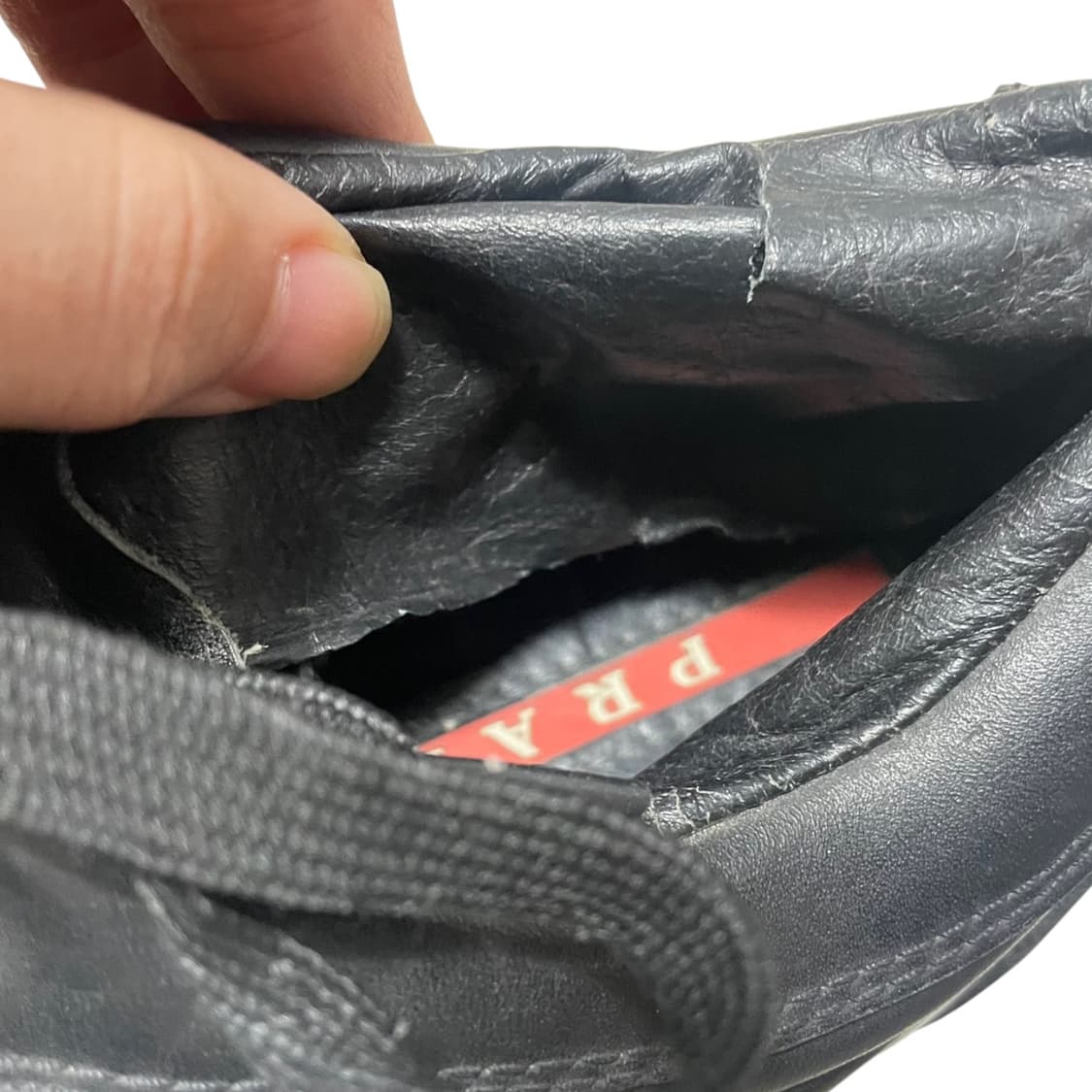 280 44)프라다 로고 가죽 레더 스니커즈 신발 상품이미지5