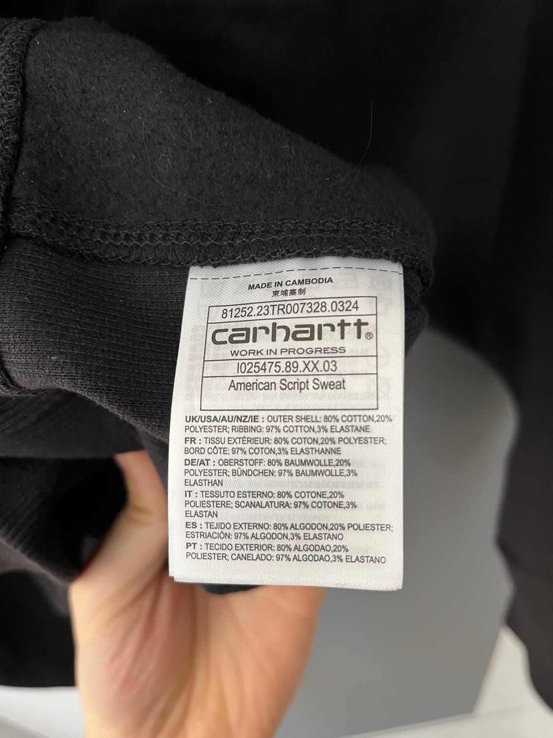 [새상품] 칼하트 wip 기모 맨투맨 블랙 XL 상품이미지4