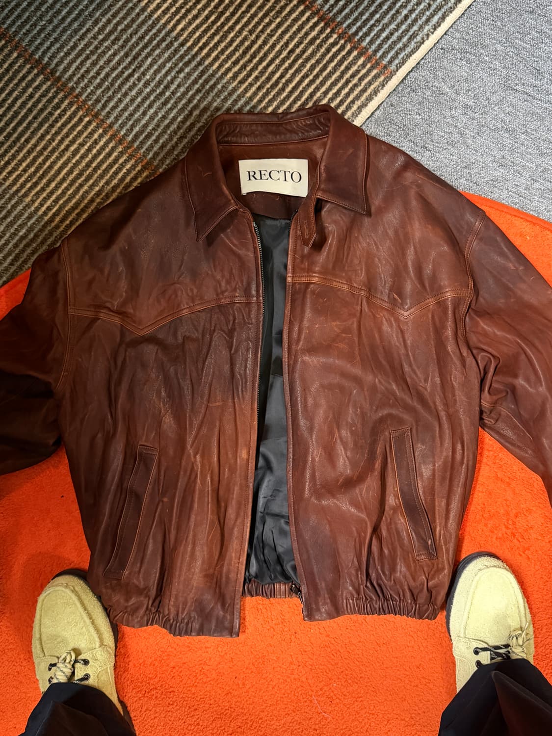 렉토 26ss VINTAGE EFFECT LEATHER JUMPER (R 상품이미지1