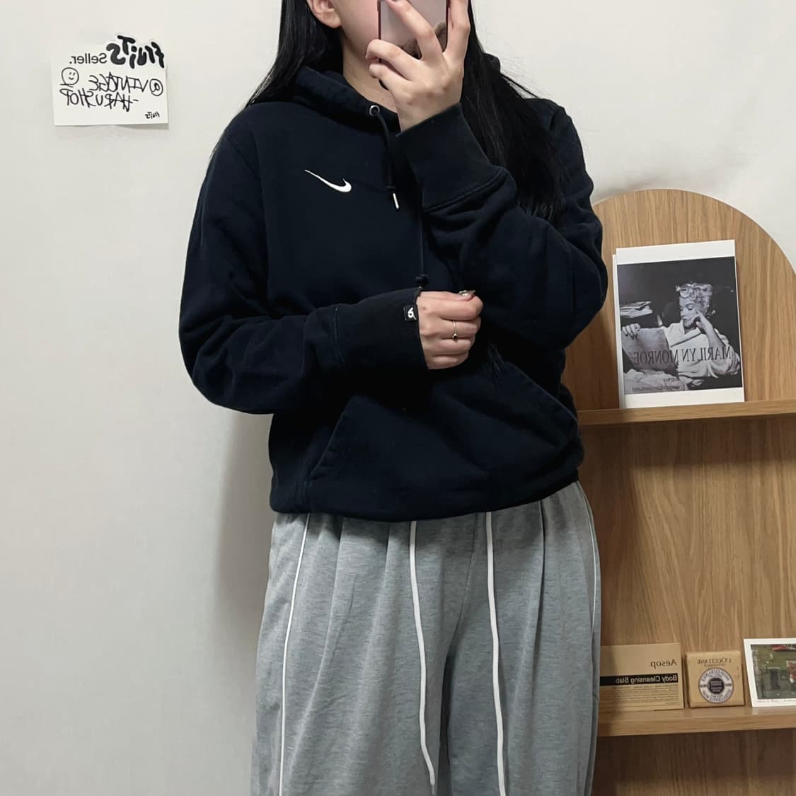 [정품] 나이키 블랙 스우시 후드티 [ M ] 상품이미지2