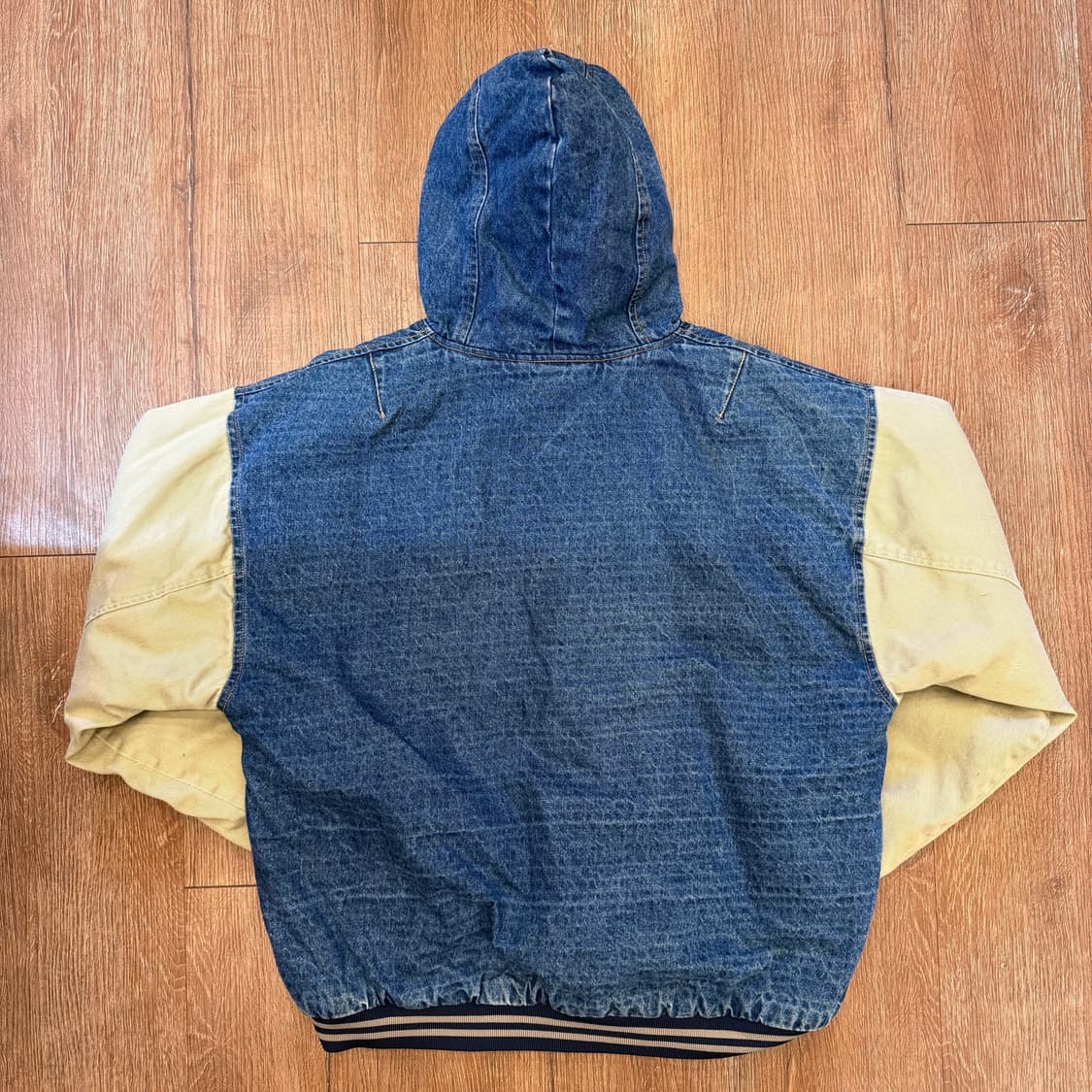 빈티지 데님 바시티 후드자켓 상품이미지2