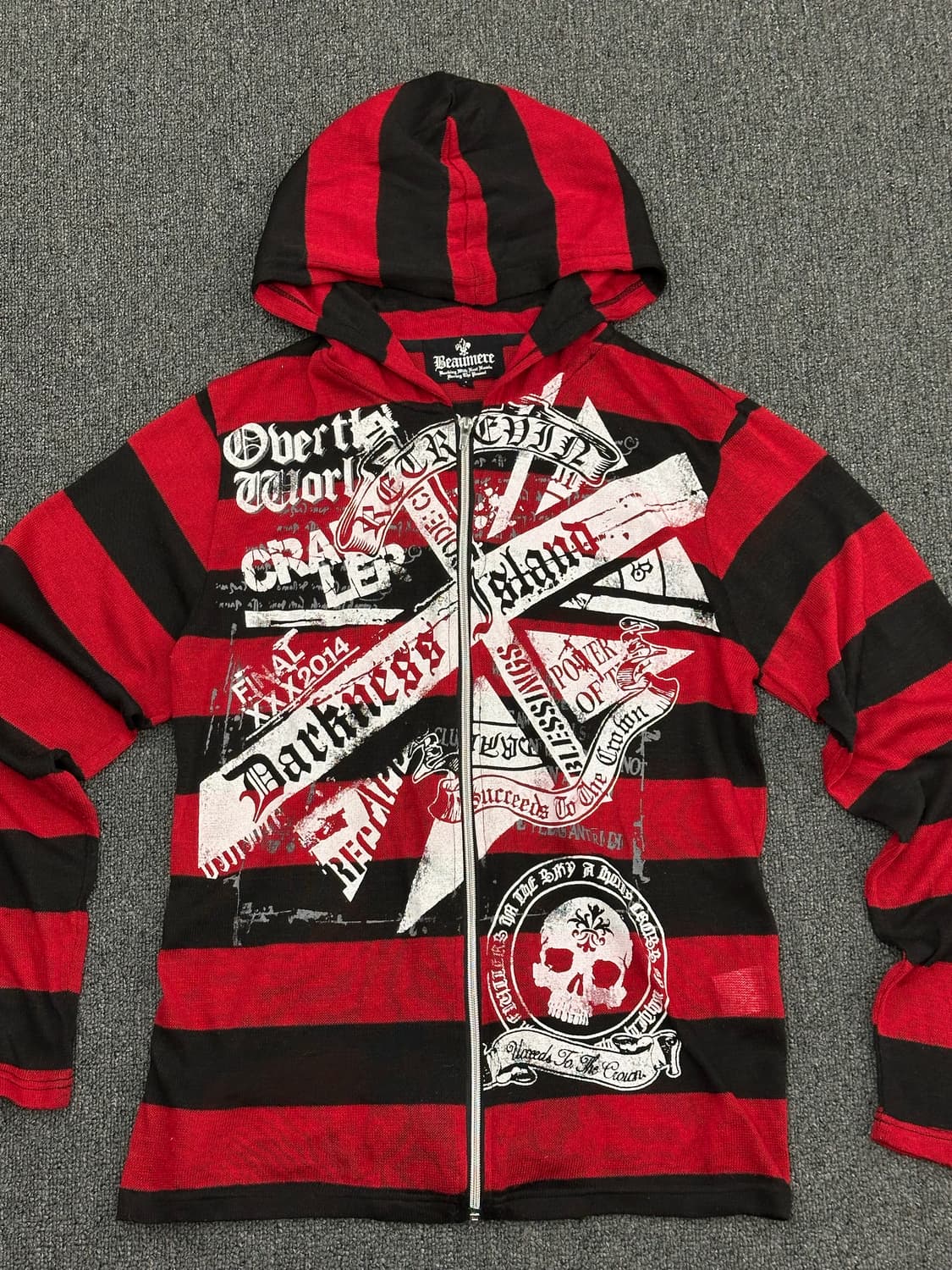 L)일본 빈티지 펑크 Y2K 스트라이프 후드집업 상품이미지4