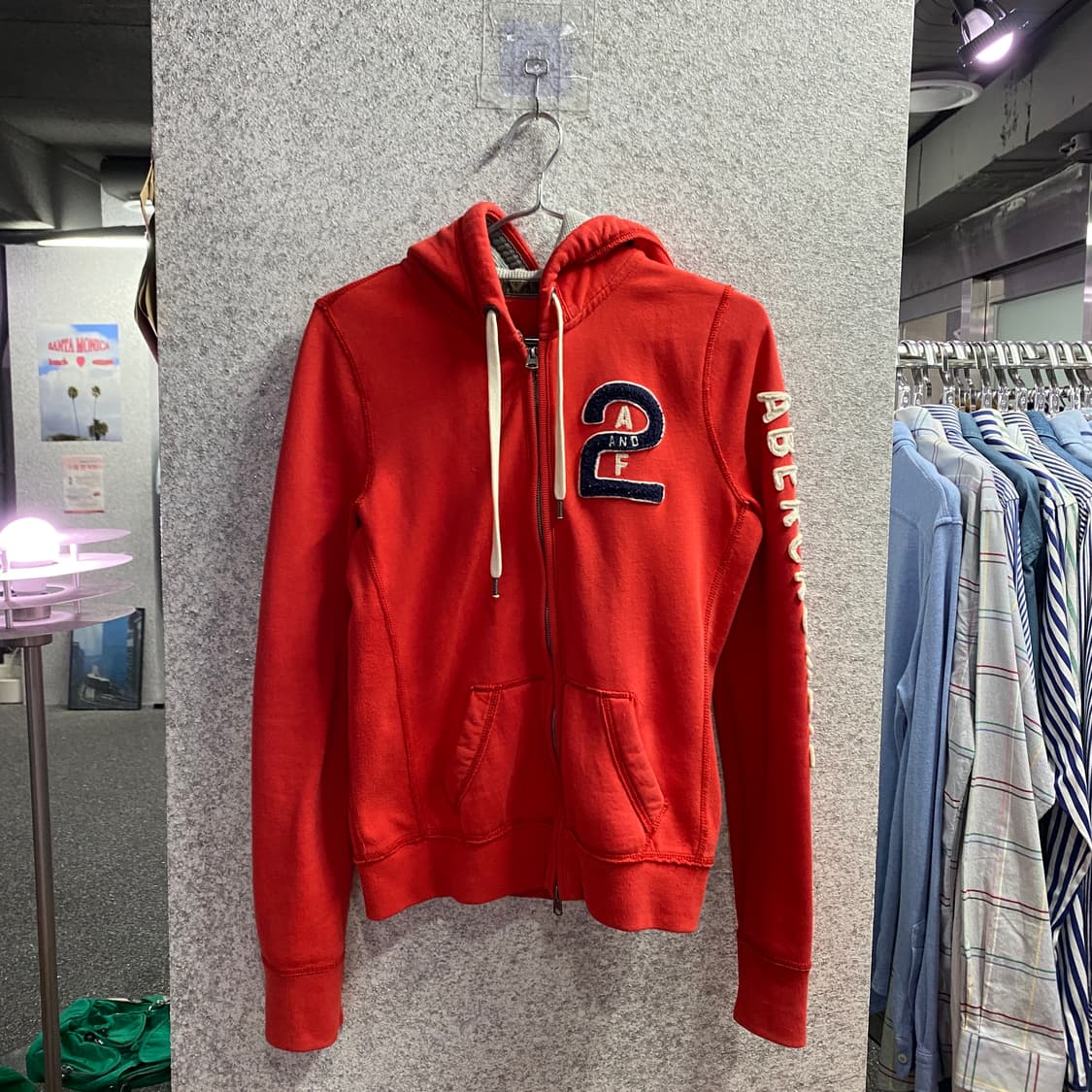 아베크롬비 사이드 스펠로고 y2k 레드 후드집업 B4291 상품이미지2