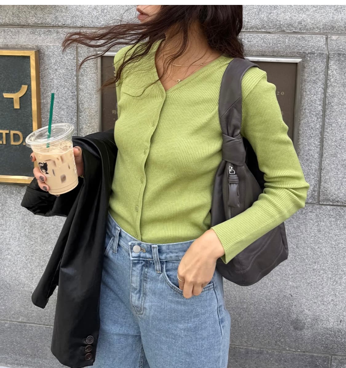 Oveof 오브오브 슬림 브이넥 가디건 상품이미지1