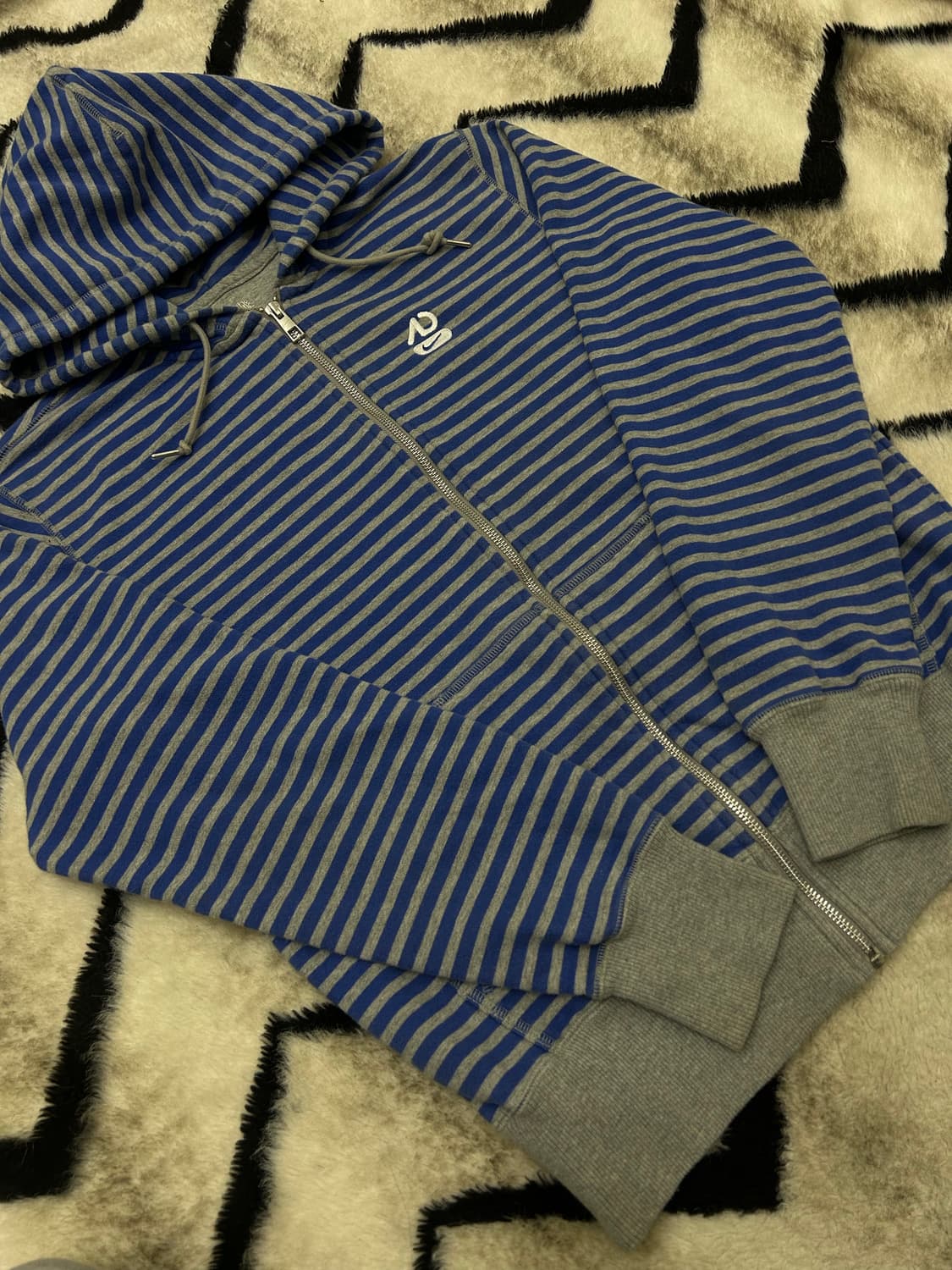 [L]나이키 스트라이프 후드집업/그레이 블루 상품이미지2