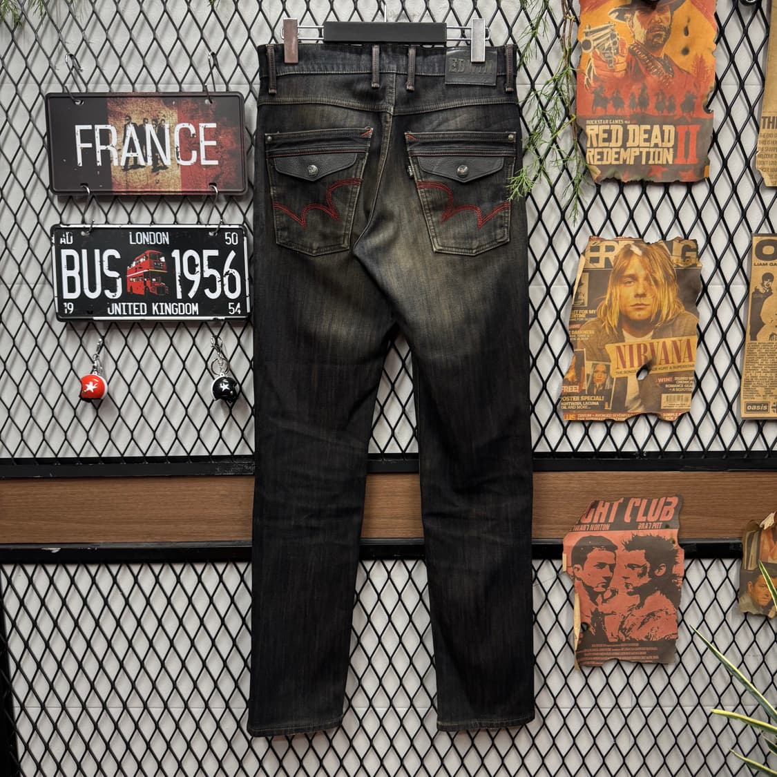 00s 에드윈 506 데님 팬츠 전면 더티워싱 포인트 흑청 상품이미지2